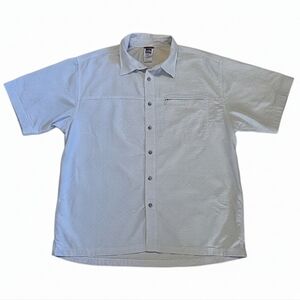 XL The North Face Shirt Short Sleeves Button Grey White